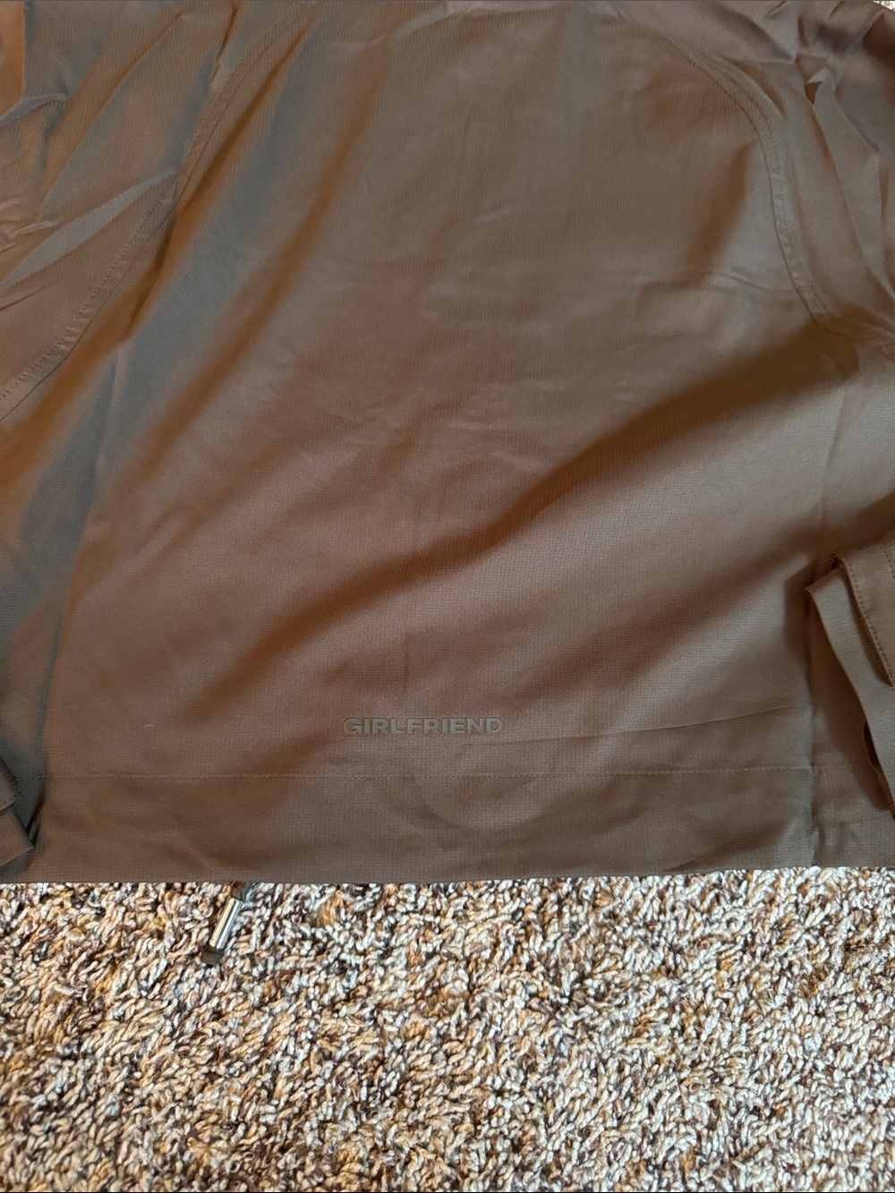 Girlfriend Collective Windbreaker Crop Hooded Jacket Brown - Picture 4 of 4